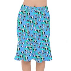 Cute Panda Bears Pattern Short Mermaid Skirt by bloomingvinedesign