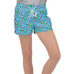 Cute Panda Bears Pattern Women s Velour Lounge Shorts by bloomingvinedesign