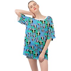 Cute Panda Bears Pattern Oversized Chiffon Top