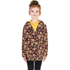 Pizza Pattern Kids  Double Breasted Button Coat by bloomingvinedesign