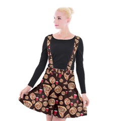 Pizza Pattern Suspender Skater Skirt by bloomingvinedesign