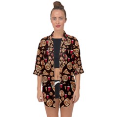 Pizza Pattern Open Front Chiffon Kimono by bloomingvinedesign