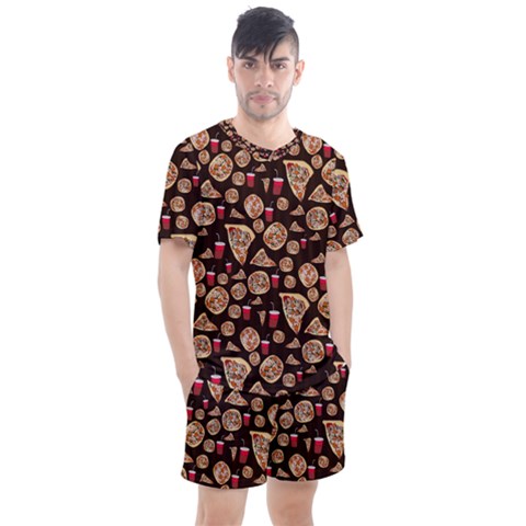 Pizza Pattern Men s Mesh Tee And Shorts Set by bloomingvinedesign