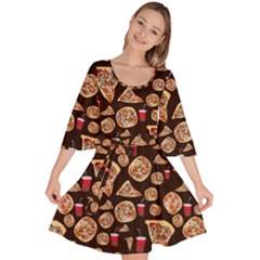 Pizza Pattern Velour Kimono Dress by bloomingvinedesign