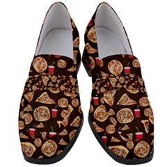 Pizza Pattern Women s Chunky Heel Loafers by bloomingvinedesign