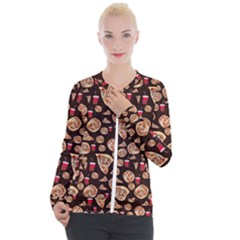 Pizza Pattern Casual Zip Up Jacket by bloomingvinedesign