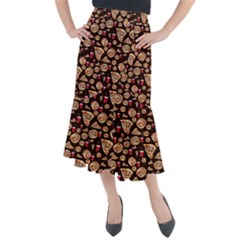 Pizza Pattern Midi Mermaid Skirt by bloomingvinedesign