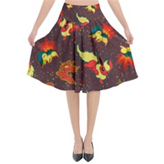 Fire Type Flared Midi Skirt