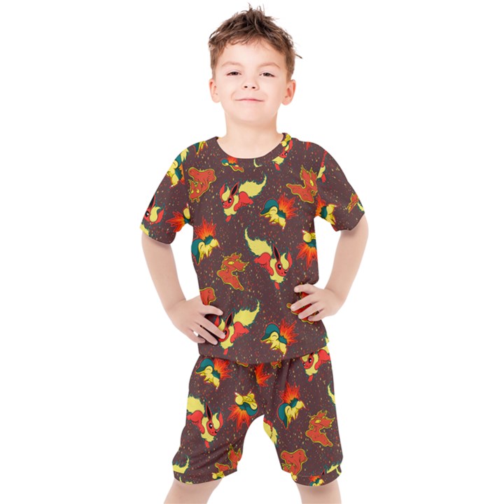 fire type Kids  Tee and Shorts Set