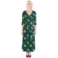 Grass Love Quarter Sleeve Wrap Maxi Dress by Mezalola