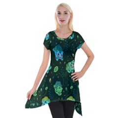 Grass Love Short Sleeve Side Drop Tunic by Mezalola