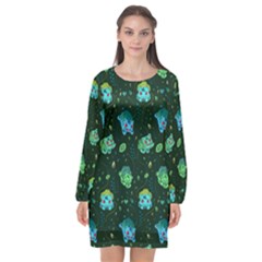 Grass Love Long Sleeve Chiffon Shift Dress  by Mezalola