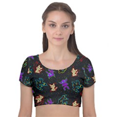 Mimi Velvet Short Sleeve Crop Top  by Mezalola