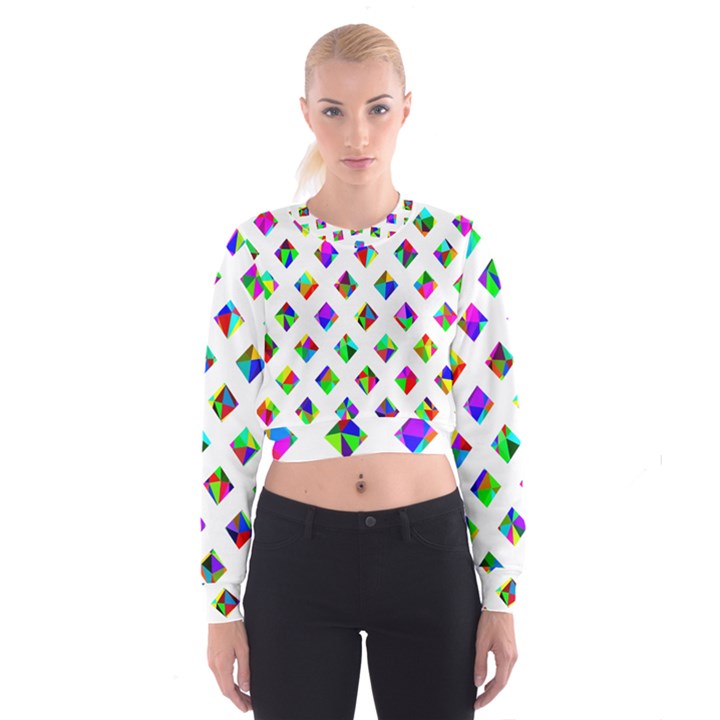 Rainbow Lattice Cropped Sweatshirt