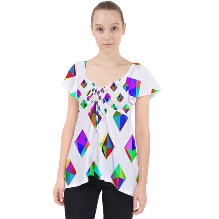 Rainbow Lattice Lace Front Dolly Top