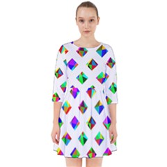 Rainbow Lattice Smock Dress