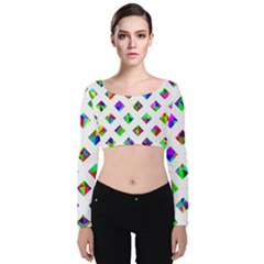 Rainbow Lattice Velvet Long Sleeve Crop Top