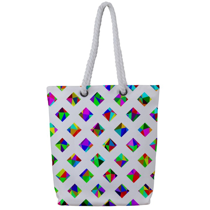 Rainbow Lattice Full Print Rope Handle Tote (Small)