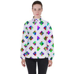 Rainbow Lattice Women s High Neck Windbreaker