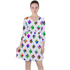 Rainbow Lattice Ruffle Dress