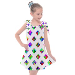 Rainbow Lattice Kids  Tie Up Tunic Dress