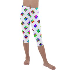 Rainbow Lattice Kids  Lightweight Velour Capri Leggings 