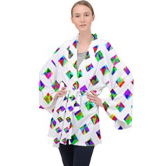 Rainbow Lattice Velvet Kimono Robe