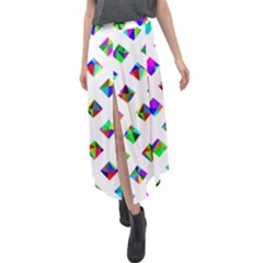 Rainbow Lattice Velour Split Maxi Skirt