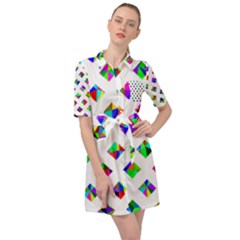 Rainbow Lattice Belted Shirt Dress by Mariart