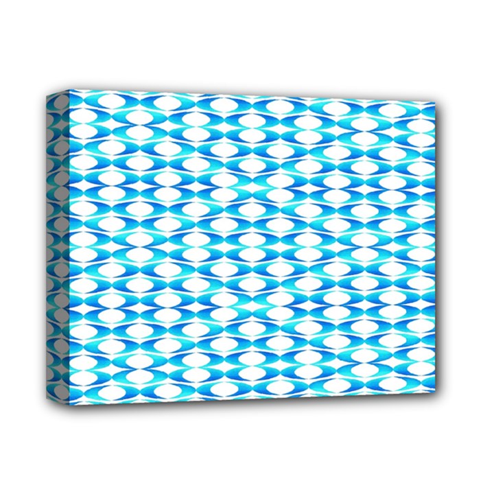 Fabric Geometric Aqua Crescents Deluxe Canvas 14  x 11  (Stretched)