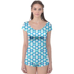 Fabric Geometric Aqua Crescents Boyleg Leotard  by Bajindul