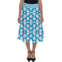 Fabric Geometric Aqua Crescents Perfect Length Midi Skirt by Bajindul