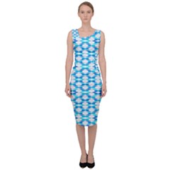 Fabric Geometric Aqua Crescents Sleeveless Pencil Dress by Bajindul