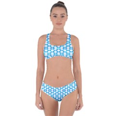 Fabric Geometric Aqua Crescents Criss Cross Bikini Set by Bajindul