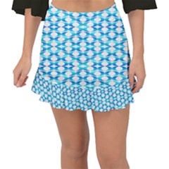 Fabric Geometric Aqua Crescents Fishtail Mini Chiffon Skirt by Bajindul