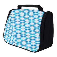 Fabric Geometric Aqua Crescents Full Print Travel Pouch (small) by Bajindul