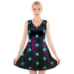 Sound Wave Frequency V-neck Sleeveless Dress