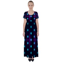 Sound Wave Frequency High Waist Short Sleeve Maxi Dress