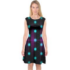 Sound Wave Frequency Capsleeve Midi Dress