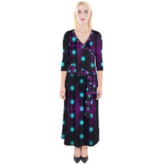 Sound Wave Frequency Quarter Sleeve Wrap Maxi Dress