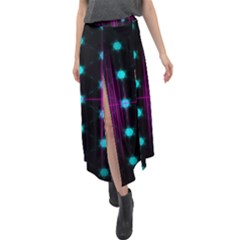 Sound Wave Frequency Velour Split Maxi Skirt