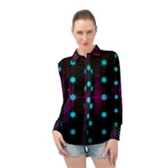 Sound Wave Frequency Long Sleeve Chiffon Shirt