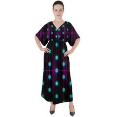 Sound Wave Frequency V-neck Boho Style Maxi Dress