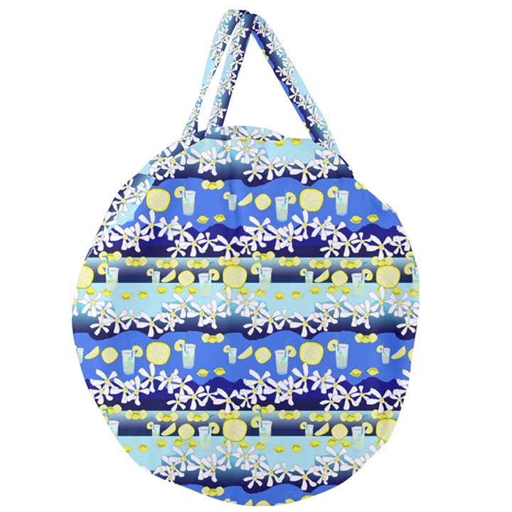 Lemonade Pattern Giant Round Zipper Tote