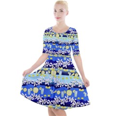 Lemonade Pattern Quarter Sleeve A-line Dress by bloomingvinedesign