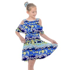 Lemonade Pattern Kids  Shoulder Cutout Chiffon Dress by bloomingvinedesign