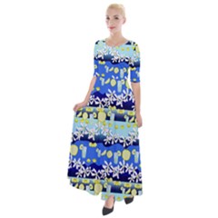 Lemonade Pattern Half Sleeves Maxi Dress