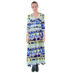 Lemonade Pattern Button Up Maxi Dress