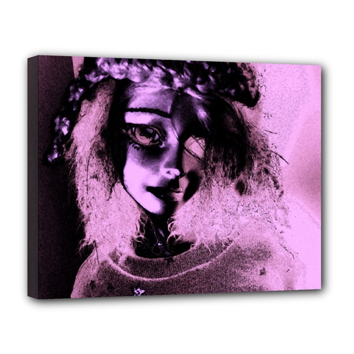 Sad Doll Pink Glow Canvas 14  x 11  (Stretched)