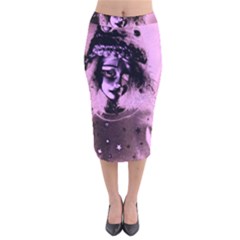 Sad Doll Pink Glow Velvet Midi Pencil Skirt by snowwhitegirl